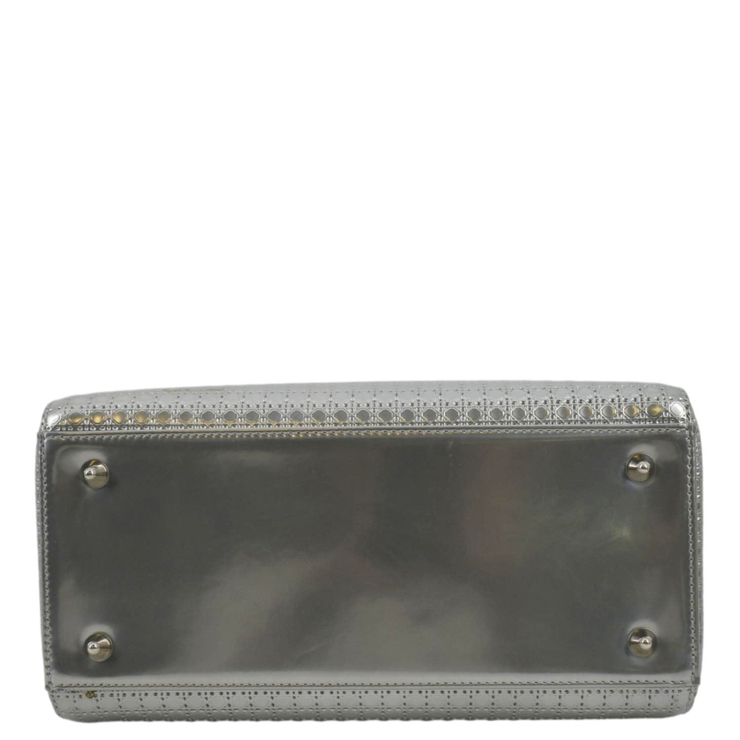 CHRISTIAN DIOR Lady Dior Micro Cannage Leather Shoulder Bag Metallic