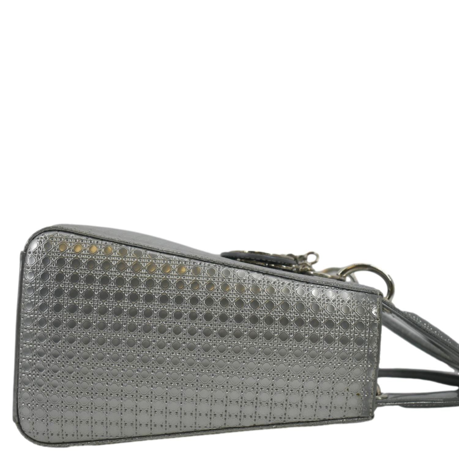 CHRISTIAN DIOR Lady Dior Micro Cannage Leather Shoulder Bag Metallic