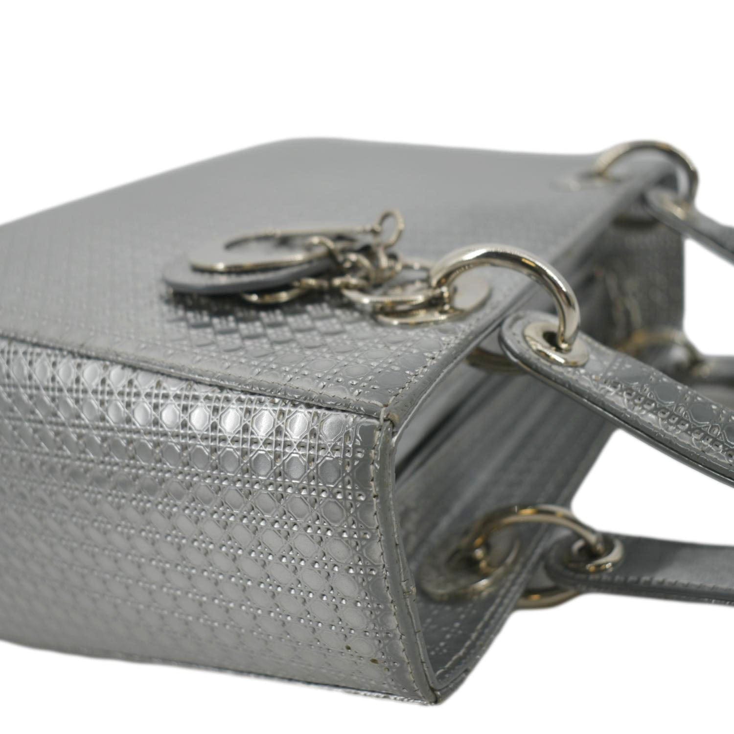 CHRISTIAN DIOR Lady Dior Micro Cannage Leather Shoulder Bag Metallic