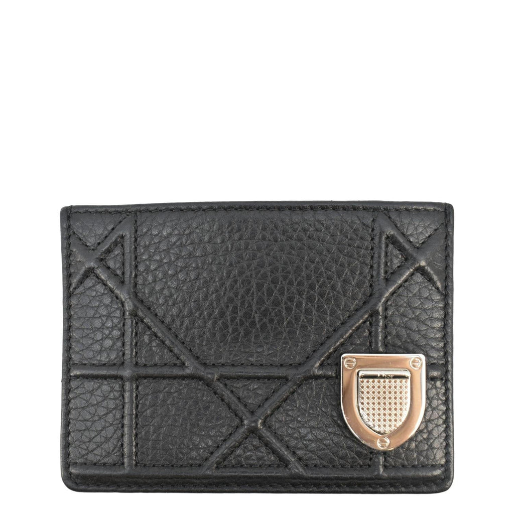 CHRISTIAN DIOR Diorama Cannage Leather  Holder Black