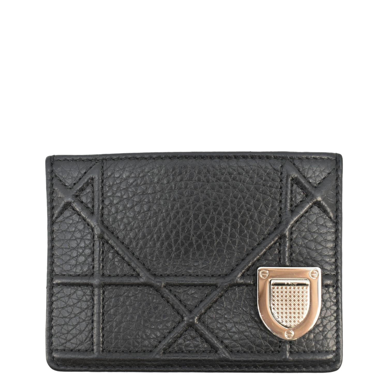 CHRISTIAN DIOR Diorama Cannage Leather  Holder Black