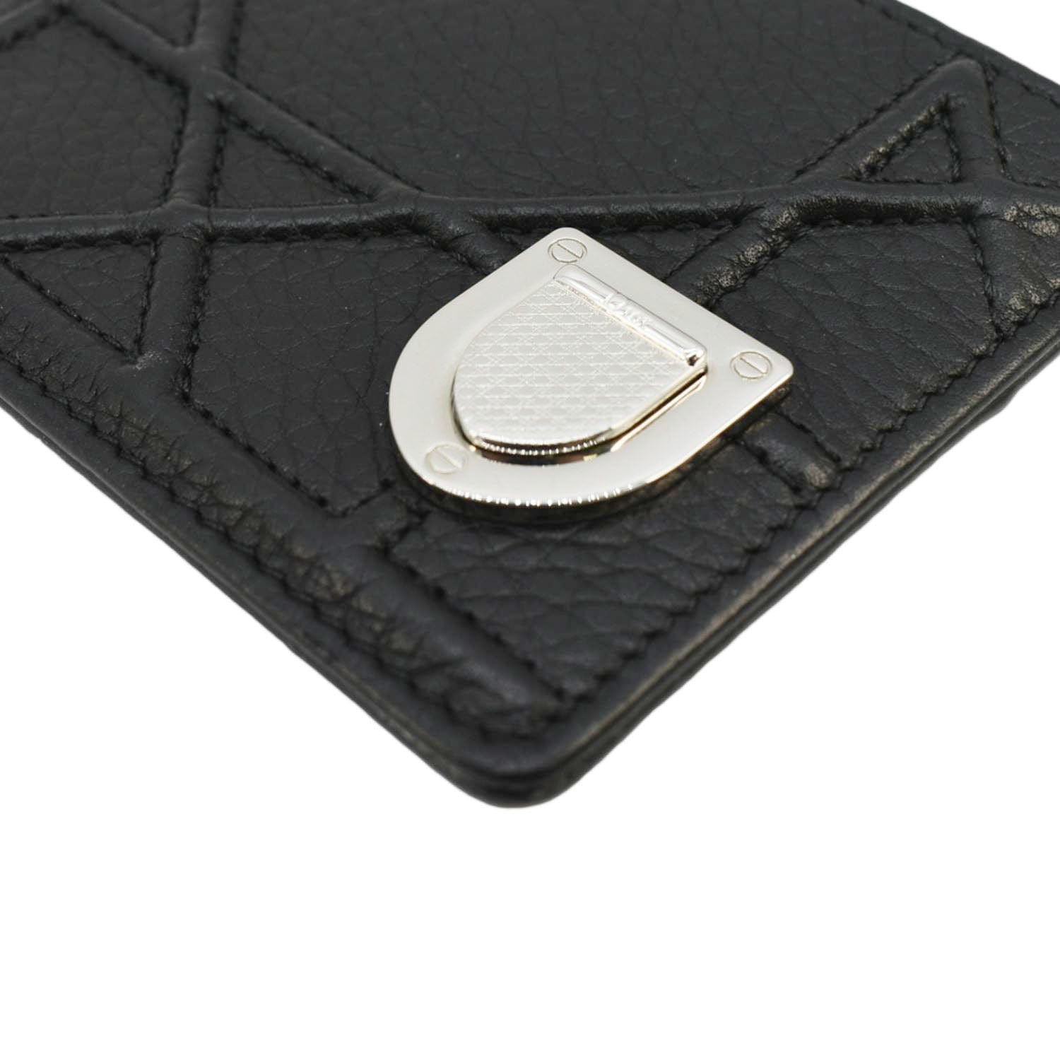 CHRISTIAN DIOR Diorama Cannage Leather  Holder Black