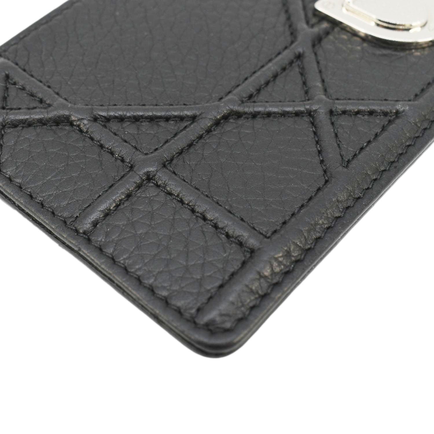 CHRISTIAN DIOR Diorama Cannage Leather  Holder Black