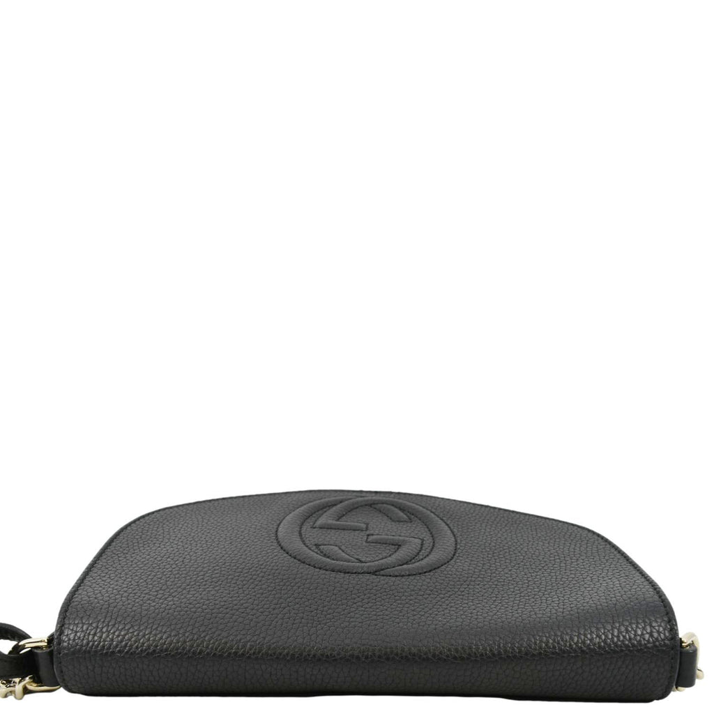 GUCCI Soho GG Flap Leather Chain Shoulder Bag Black 336752