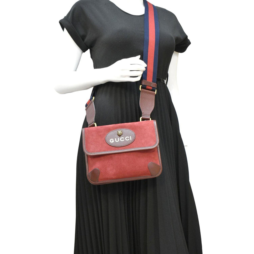 GUCCI Neo Vintage Suede Crossbody Bag Red 501050