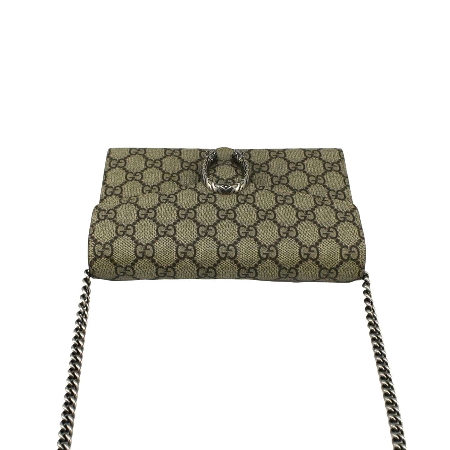 GUCCI Dionysus GG Supreme Canvas Chain Wallet Crossbody Bag Beige 401231