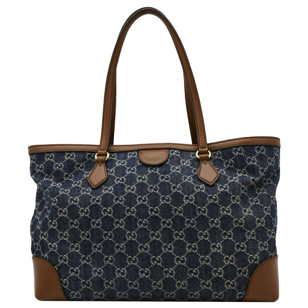 GUCCI Ophidia GG Medium Jacquard Denim Tote Bag Navy Blue