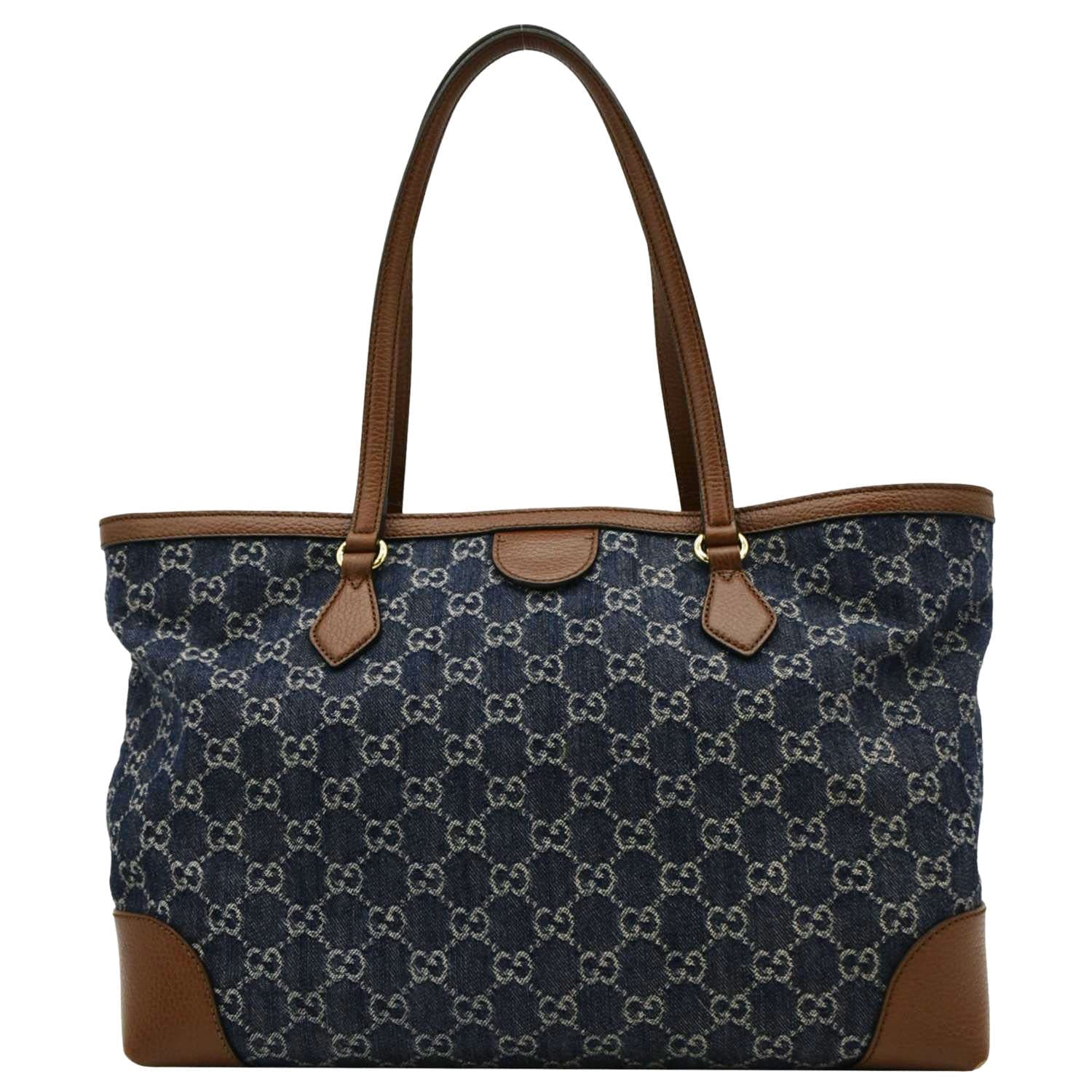 GUCCI Ophidia GG Medium Jacquard Denim Tote Bag Navy Blue