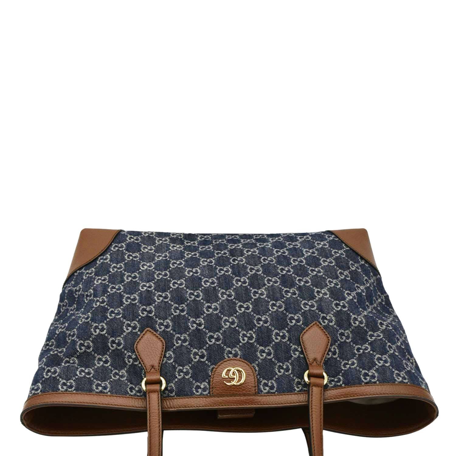 GUCCI Ophidia GG Medium Jacquard Denim Tote Bag Navy Blue