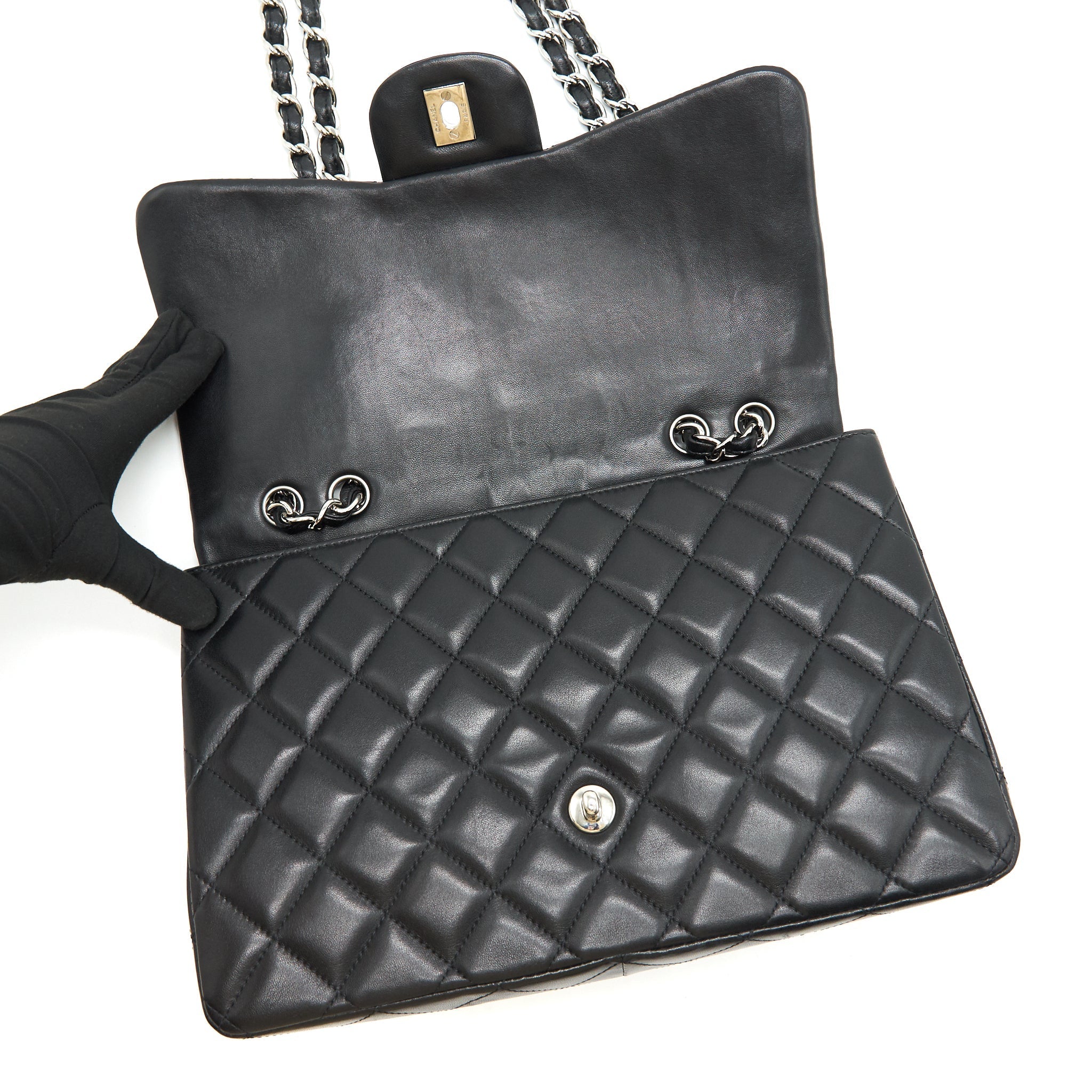 Chanel Single Flap jumbo Bag Lambskin Black