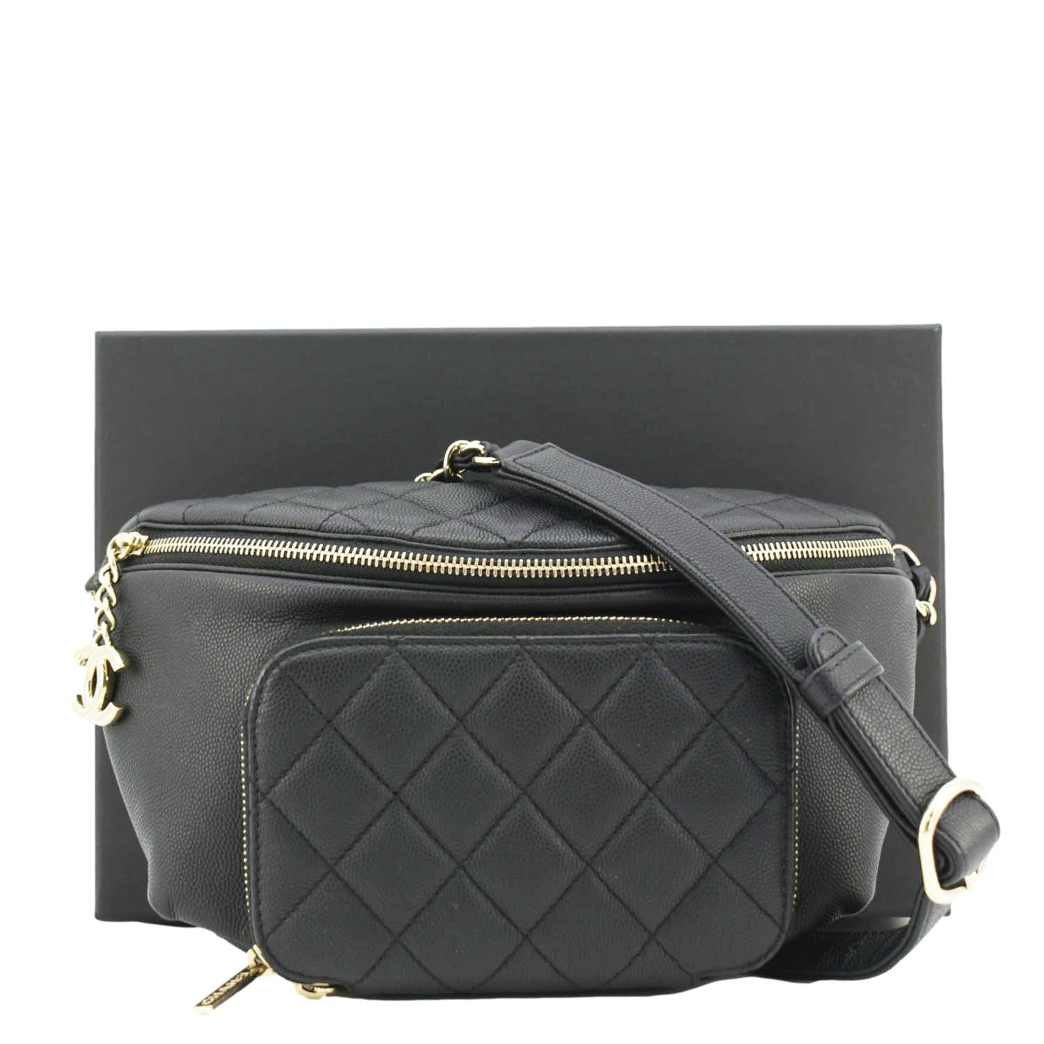 CHANEL Affinity Quilted Caviar Leather Waist Belt Bag Black