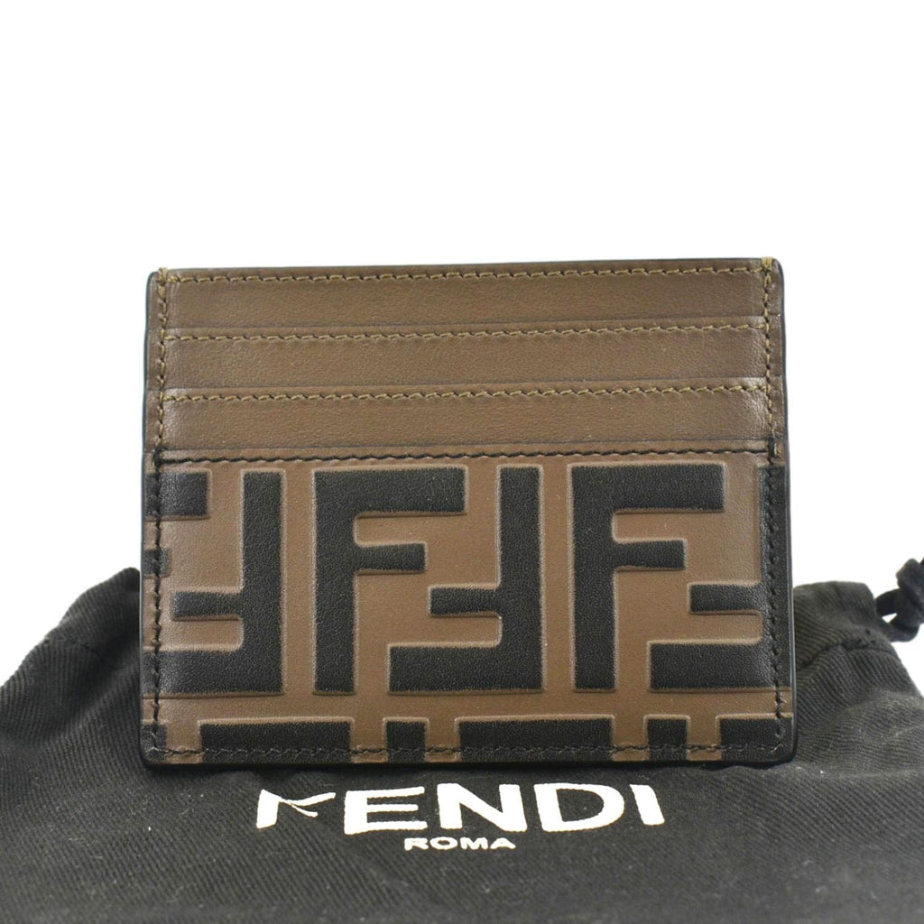 Fendi Quilted FF Leather  Holder Brown
