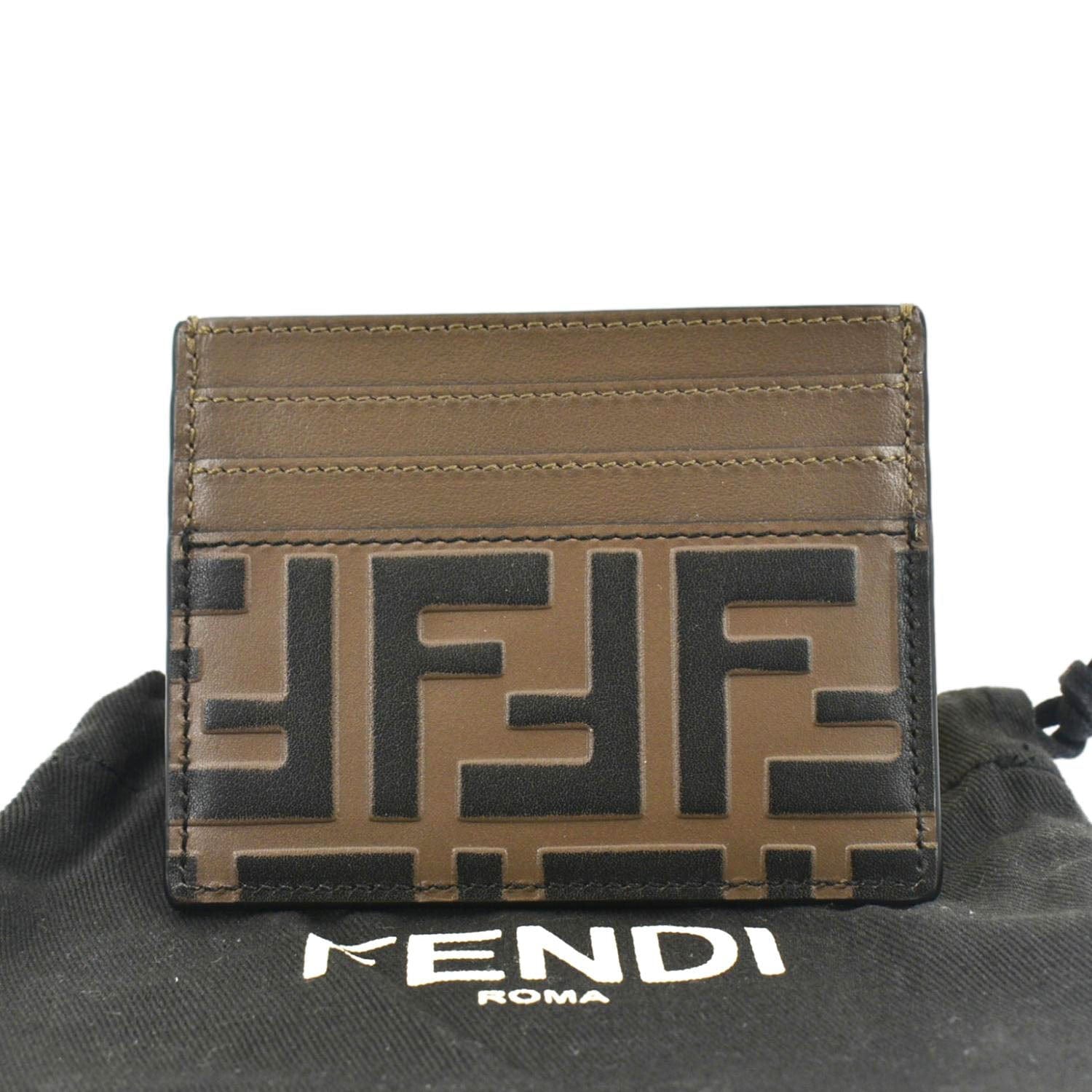 Fendi Quilted FF Leather  Holder Brown