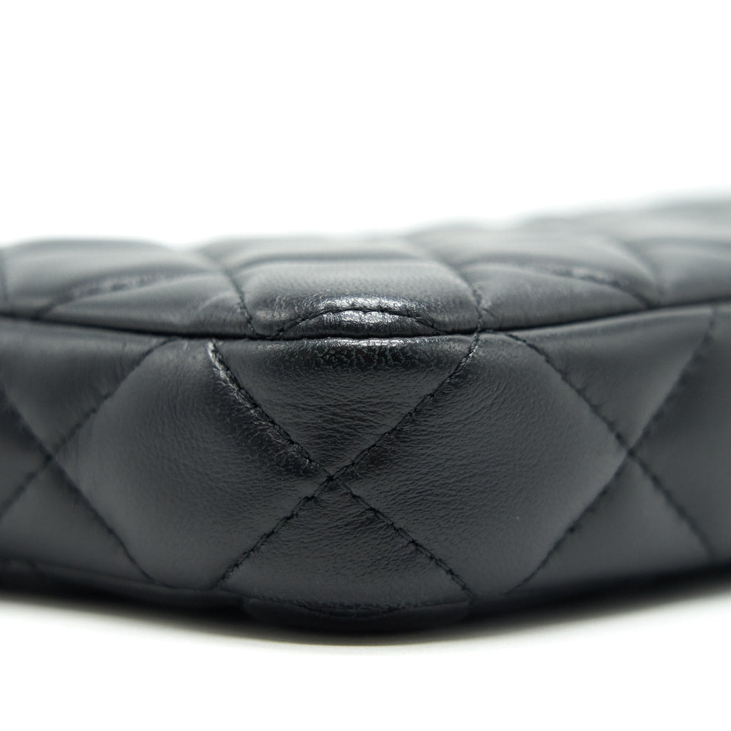 Chanel Double Zip Clutch with Chain Lambskin Black