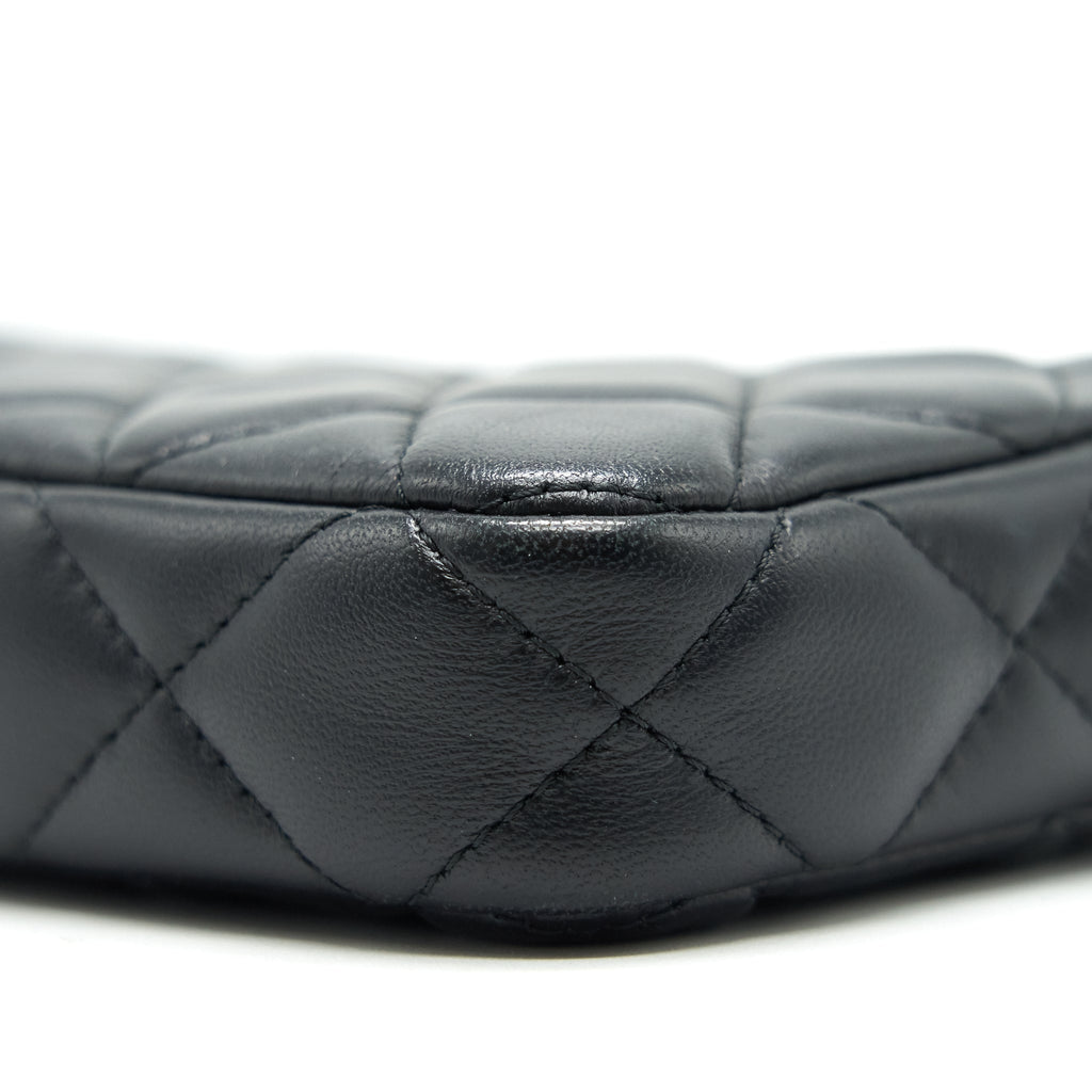 Chanel Double Zip Clutch with Chain Lambskin Black