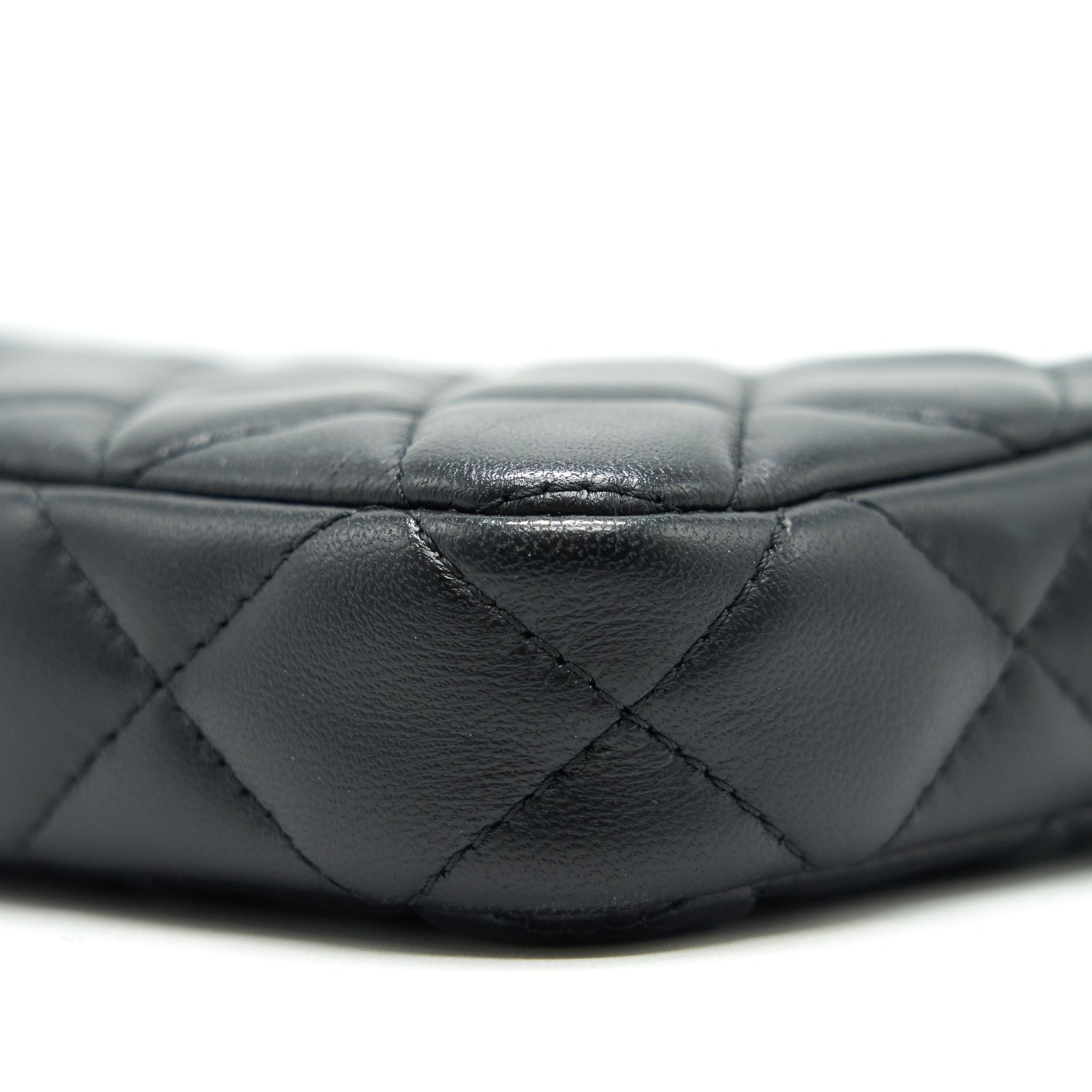 Chanel Double Zip Clutch with Chain Lambskin Black