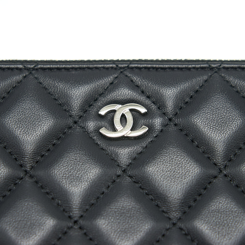 Chanel Double Zip Clutch with Chain Lambskin Black