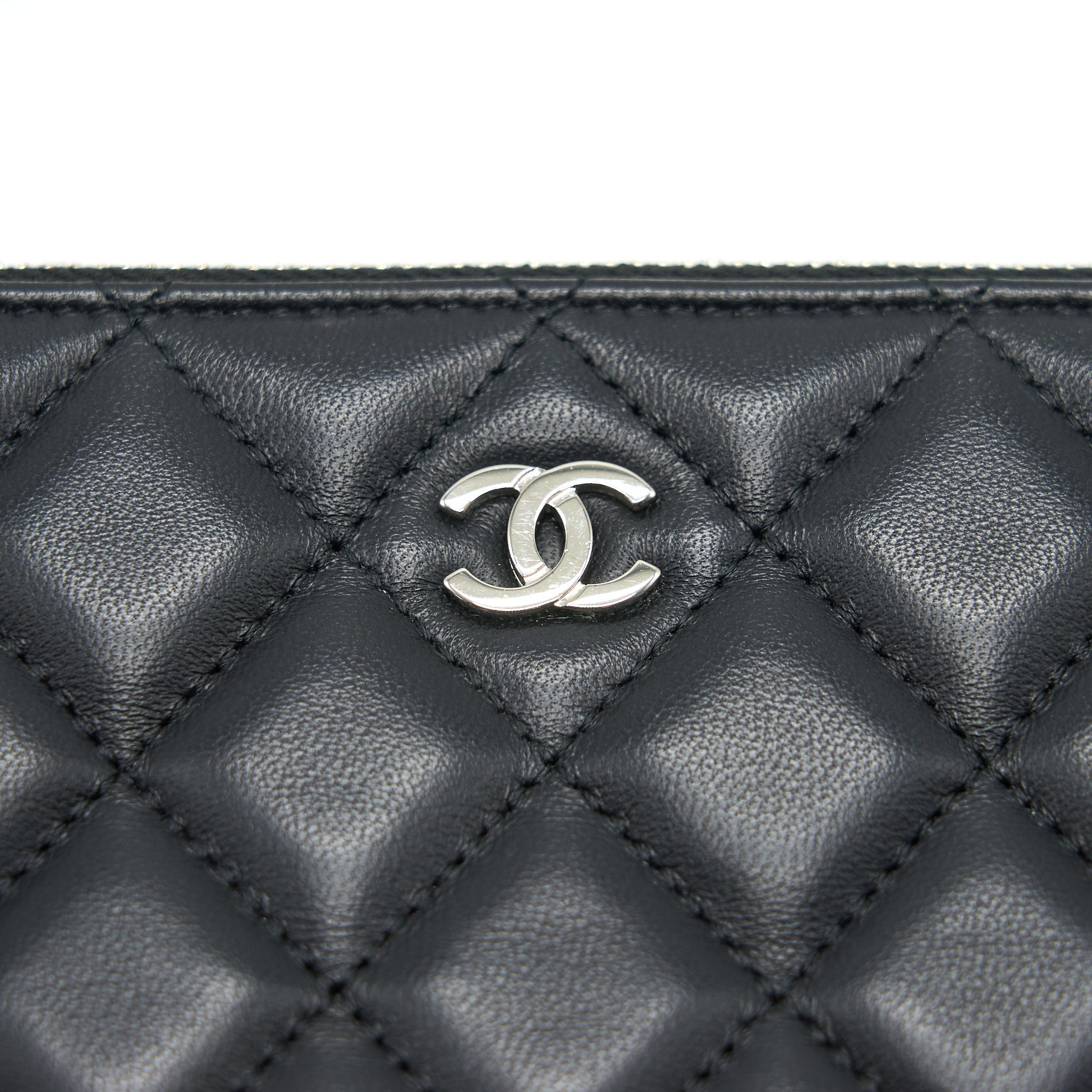 Chanel Double Zip Clutch with Chain Lambskin Black
