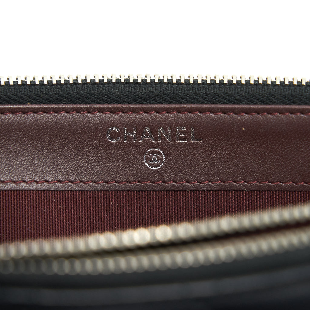 Chanel Double Zip Clutch with Chain Lambskin Black