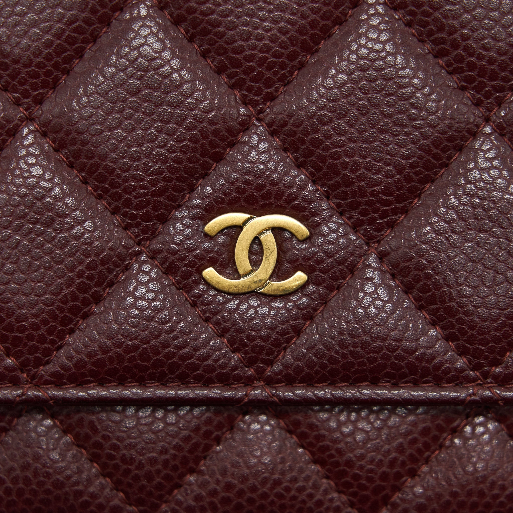 Chanel Burgundy Wallet on Chain Caviar