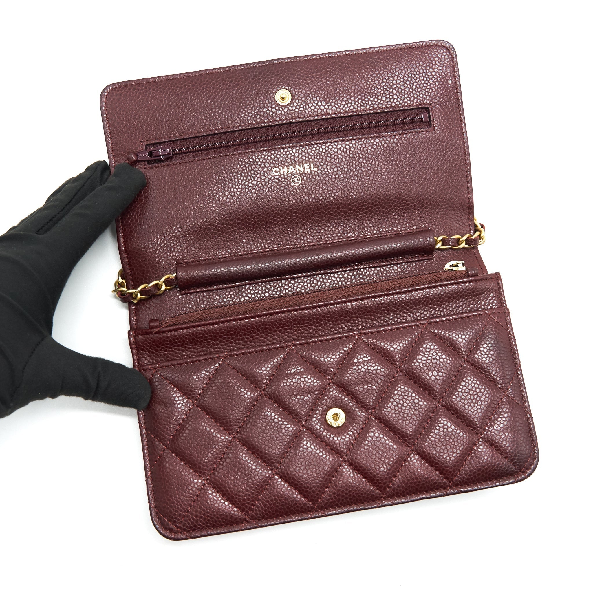 Chanel Burgundy Wallet on Chain Caviar