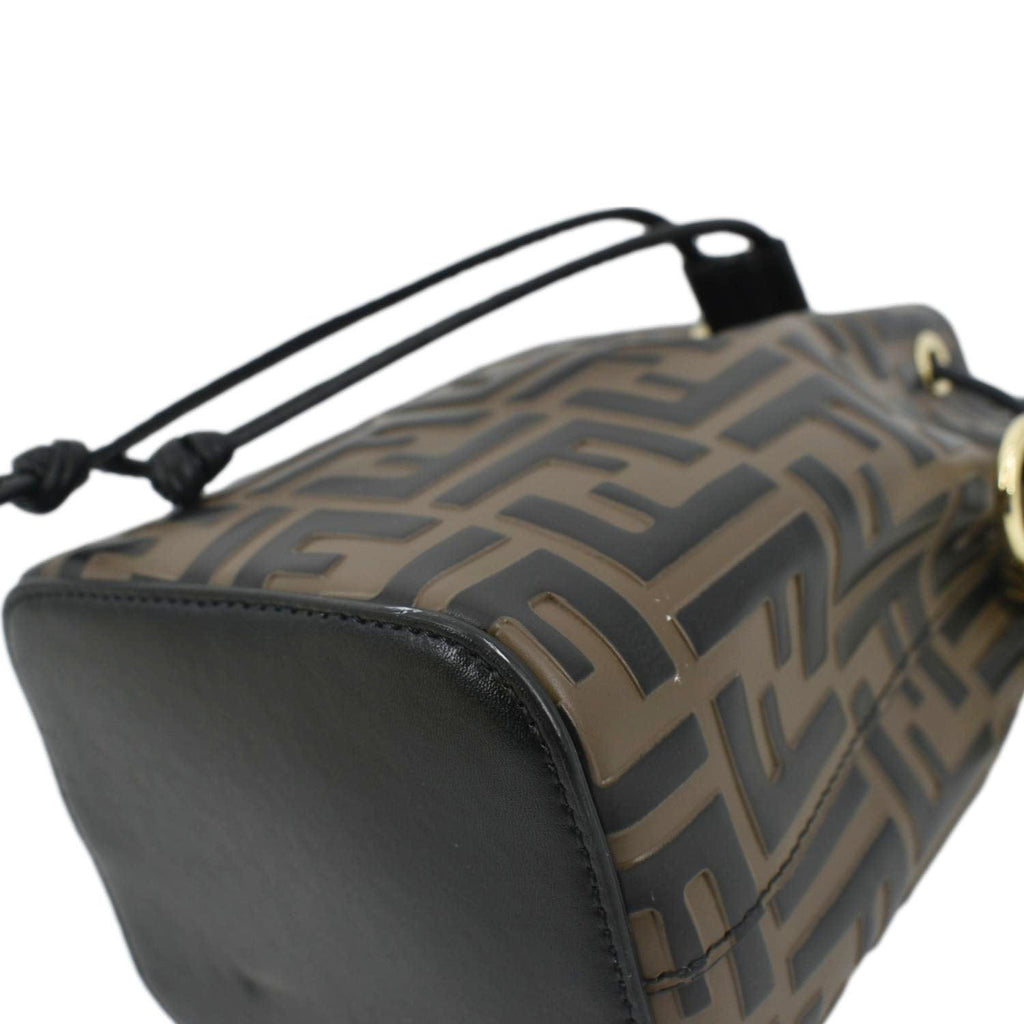 FENDI Mini Mon Tresor Leather Bucket Crossbody Bag Brown