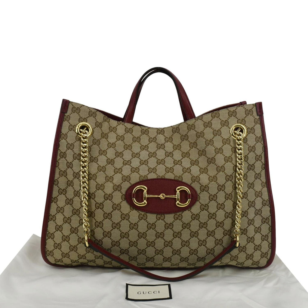 GUCCI Large Horsebit 1955 GG Supreme Canvas Shoulder Bag Red 623695