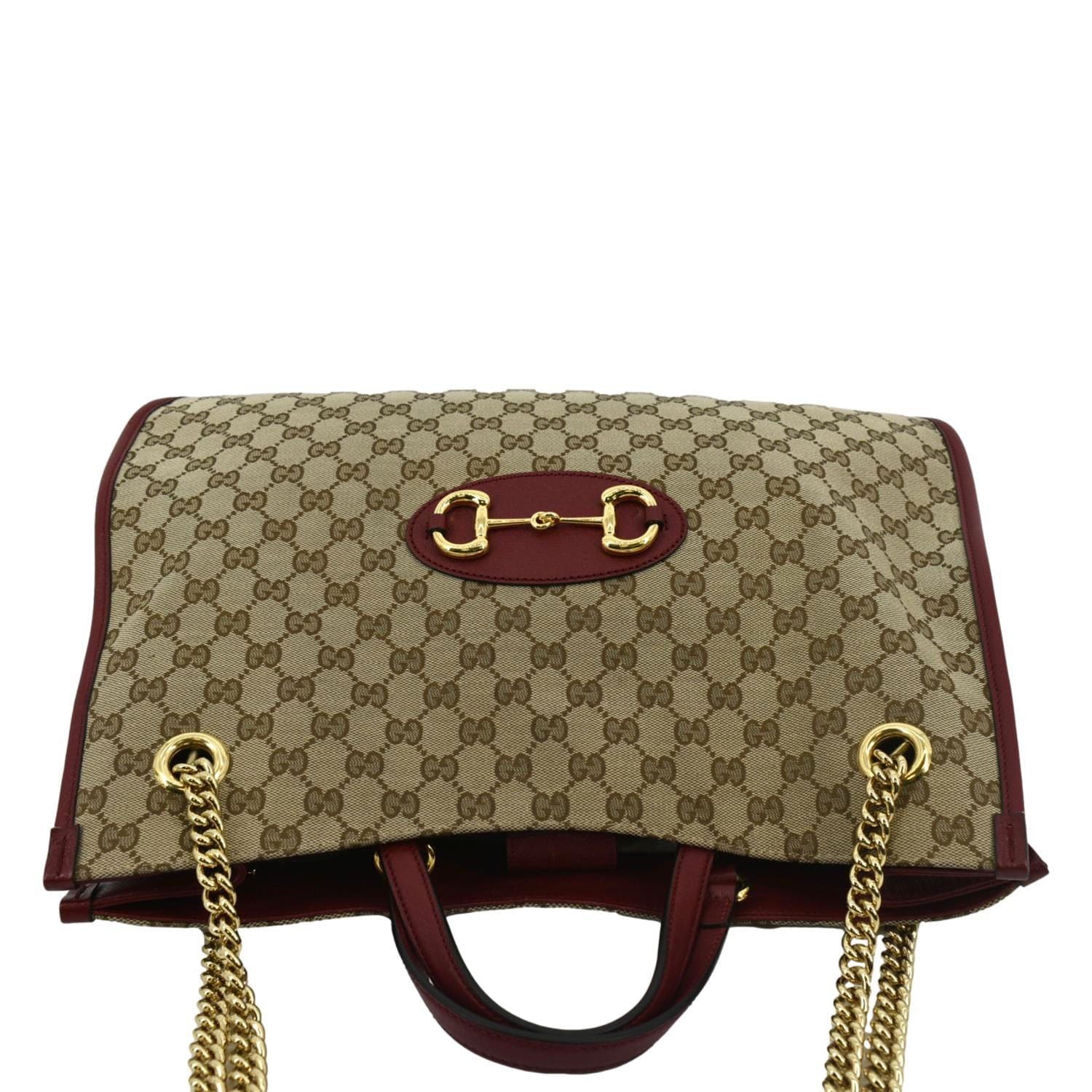 GUCCI Large Horsebit 1955 GG Supreme Canvas Shoulder Bag Red 623695