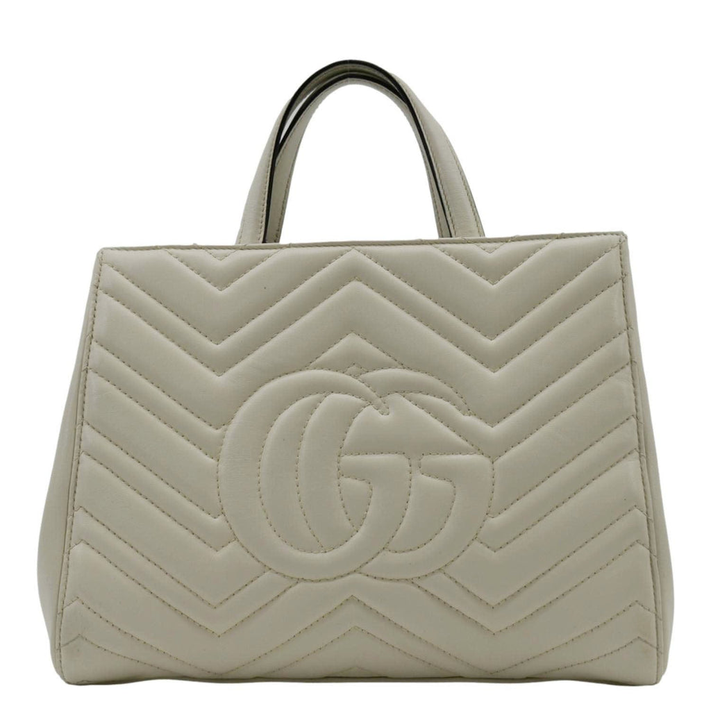 GUCCI GG Marmont Calfskin Matelasse Leather Shoulder Bag Off White 448054
