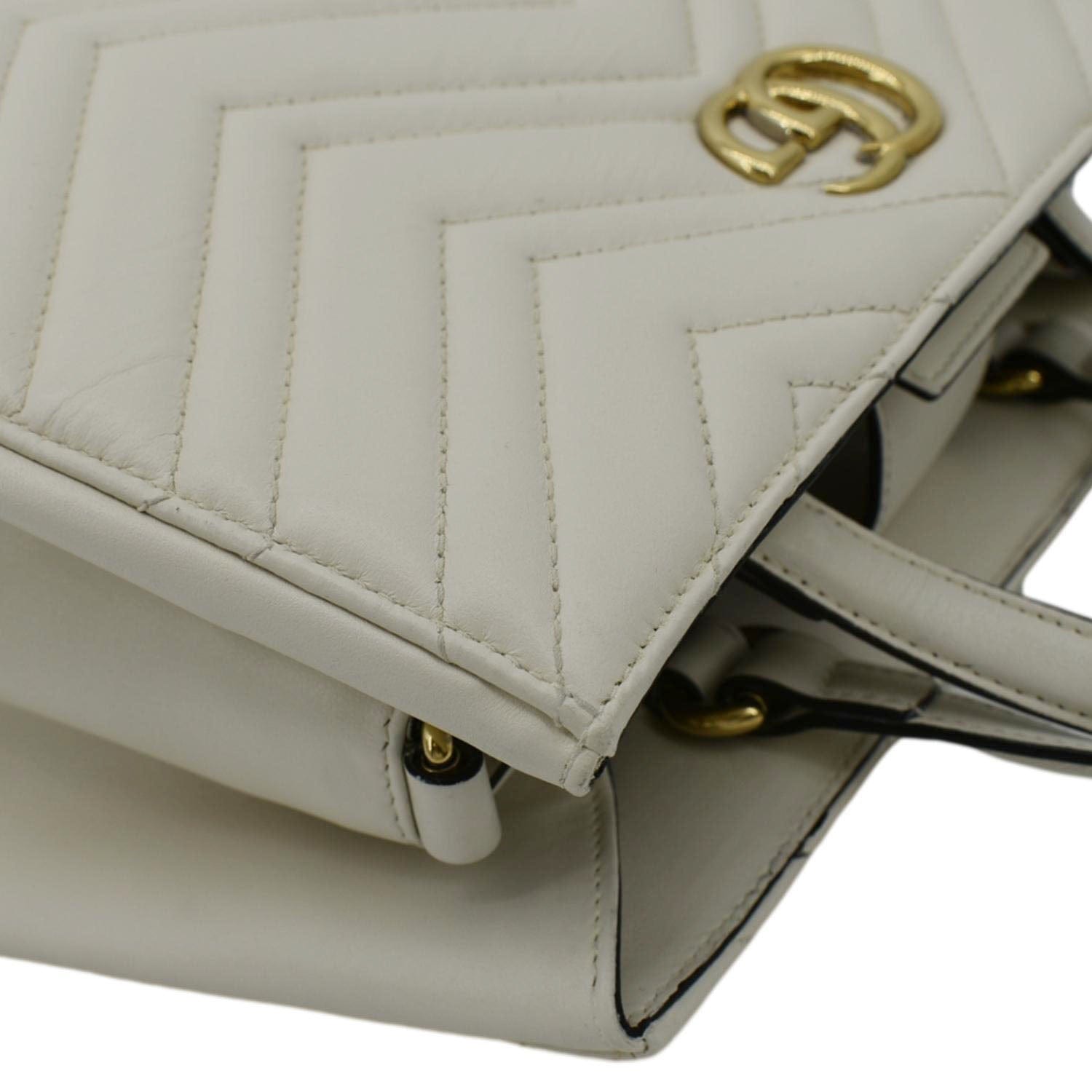 GUCCI GG Marmont Calfskin Matelasse Leather Shoulder Bag Off White 448054