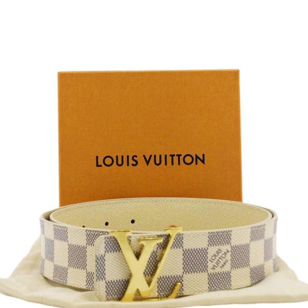 LOUIS VUITTON Damier Azur LV Initiales Belt White