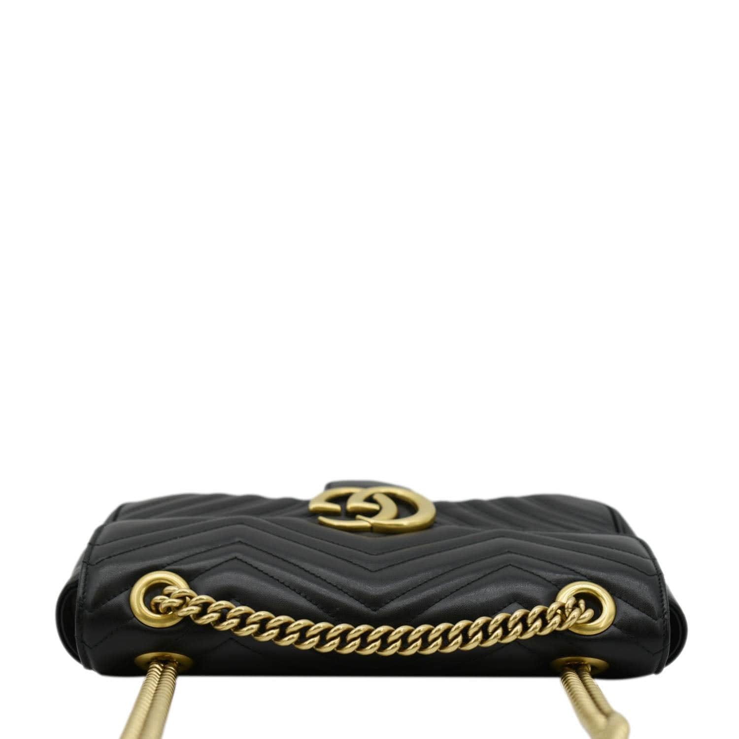 GUCCI GG Marmont Small Matelasse Leather Crossbody Bag Black 443497