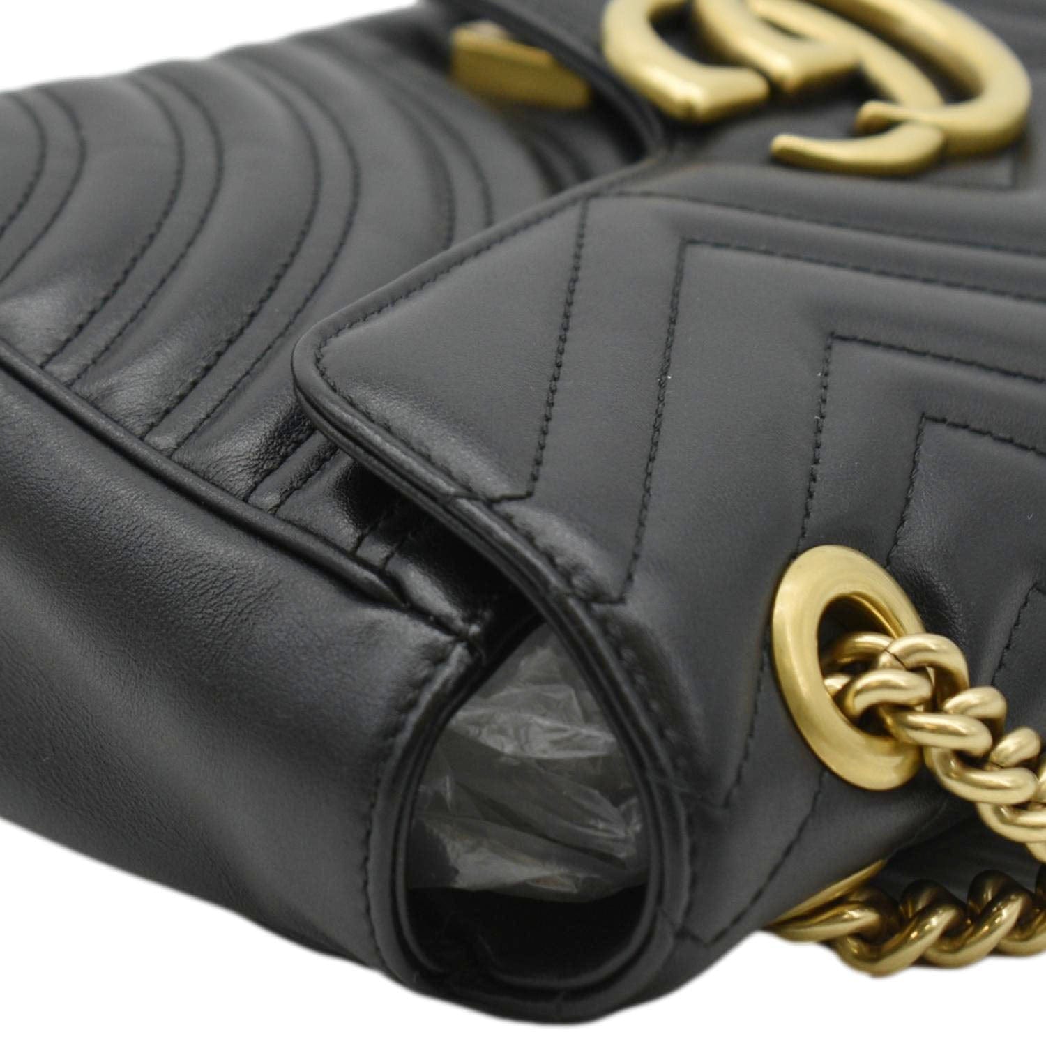 GUCCI GG Marmont Small Matelasse Leather Crossbody Bag Black 443497