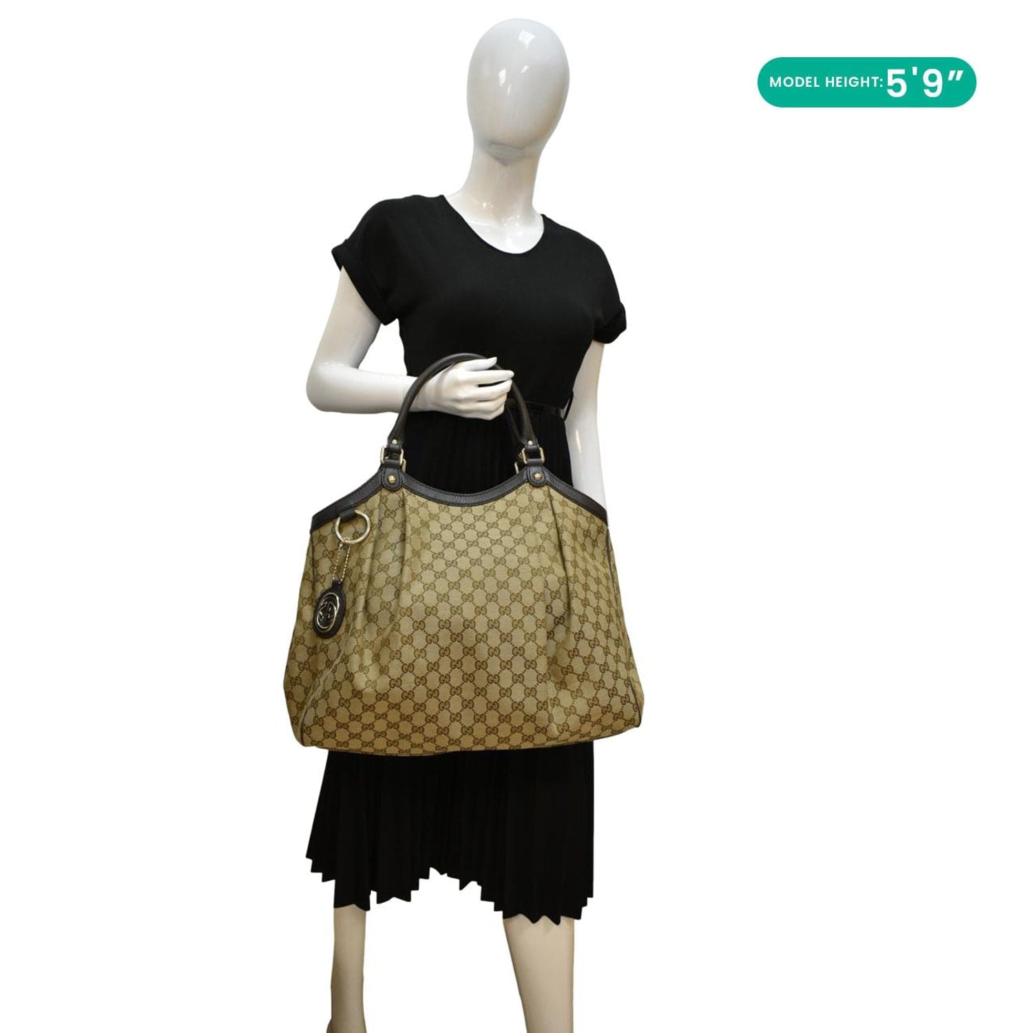GUCCI Sukey Large GG Monogram Canvas Tote Bag Beige 364840