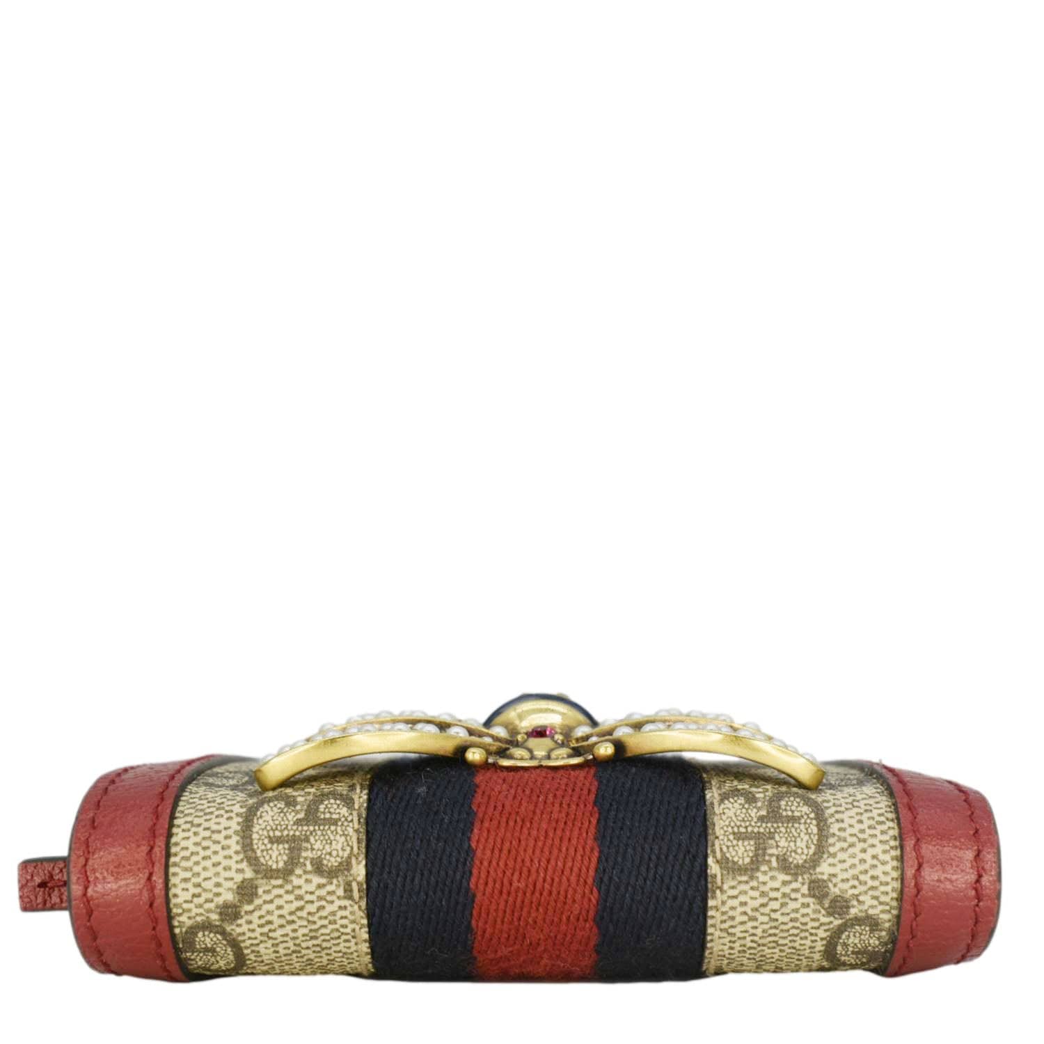 GUCCI Queen Margaret Bee GG Supreme Canvas  Case Wallet Red 476072
