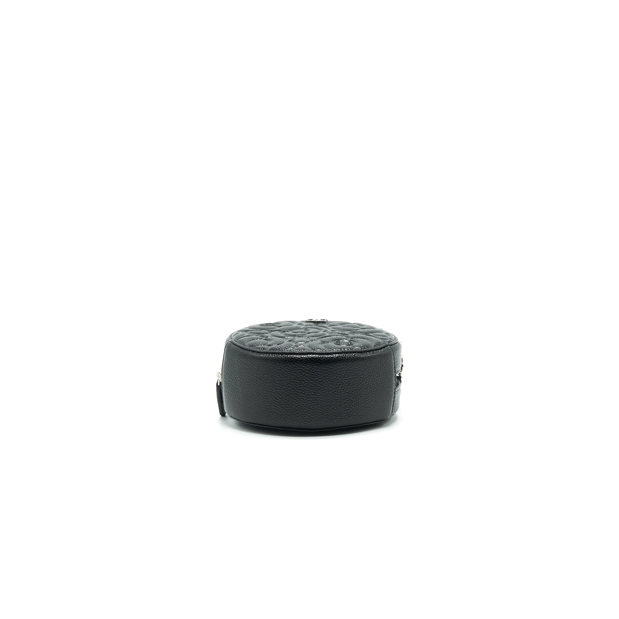 CHANEL Camellia Round Clutch With Chain Black