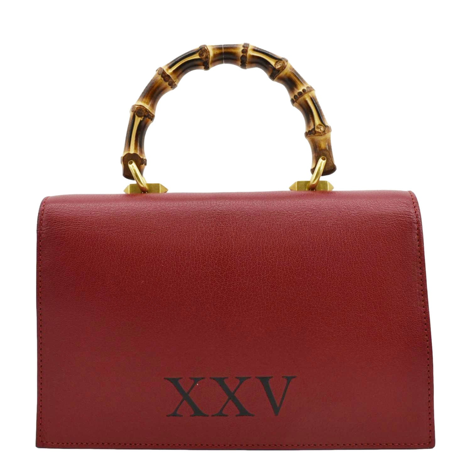 GUCCI Ottilia Leather Top Handle Shoulder Bag Red 488715