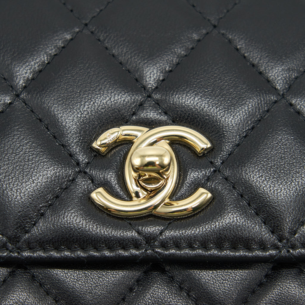 CHANEL LAMBSKIN QUILTED MINI TRENDY CC CHAIN WALLET BLACK