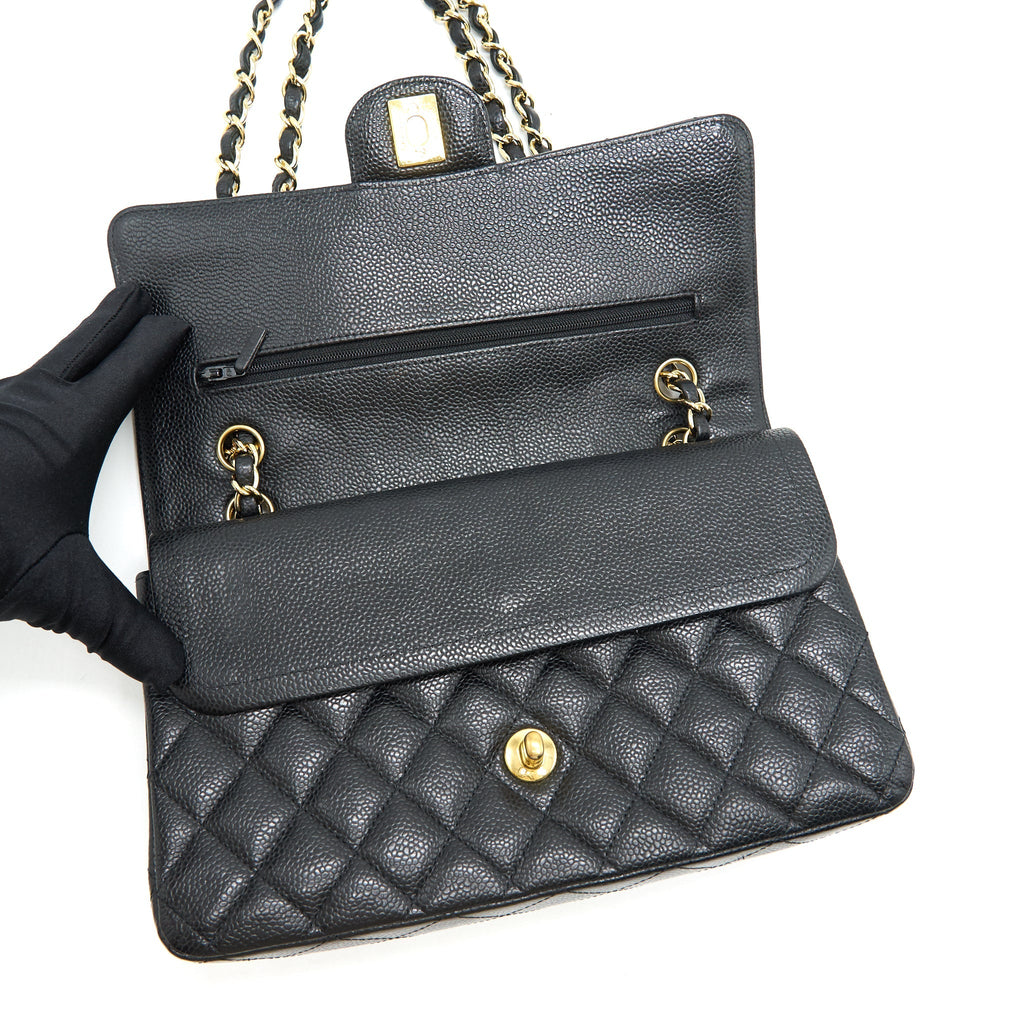 Chanel Medium Classic Double Flap Bag Caviar Black  Serial16