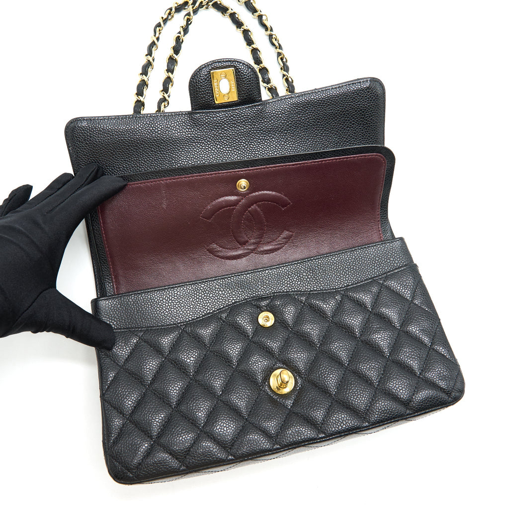 Chanel Medium Classic Double Flap Bag Caviar Black  Serial16