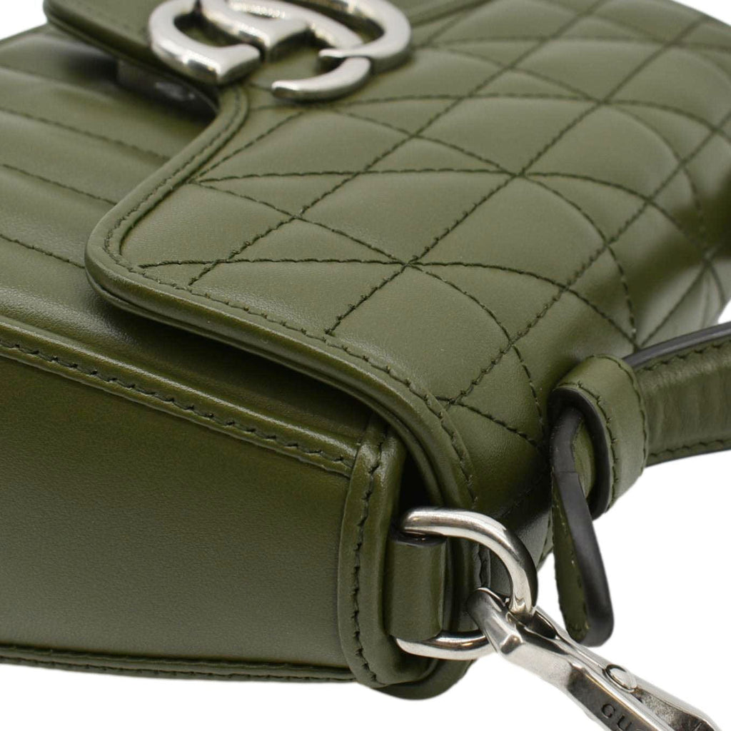 GUCCI GG Marmont Mini Top Handle Crossbody Bag Olive 583571