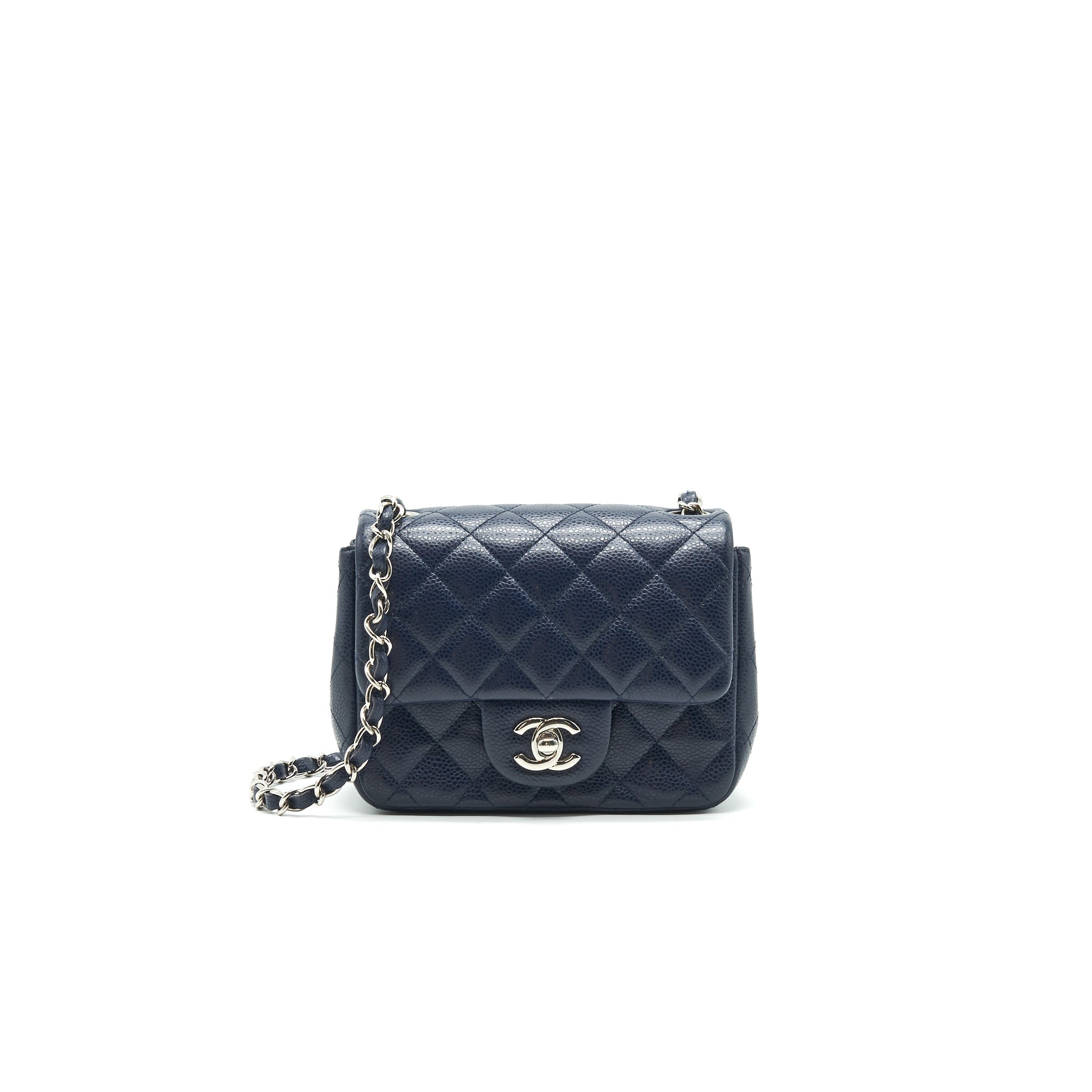 Chanel Mini Square Caviar Navy  serial 18