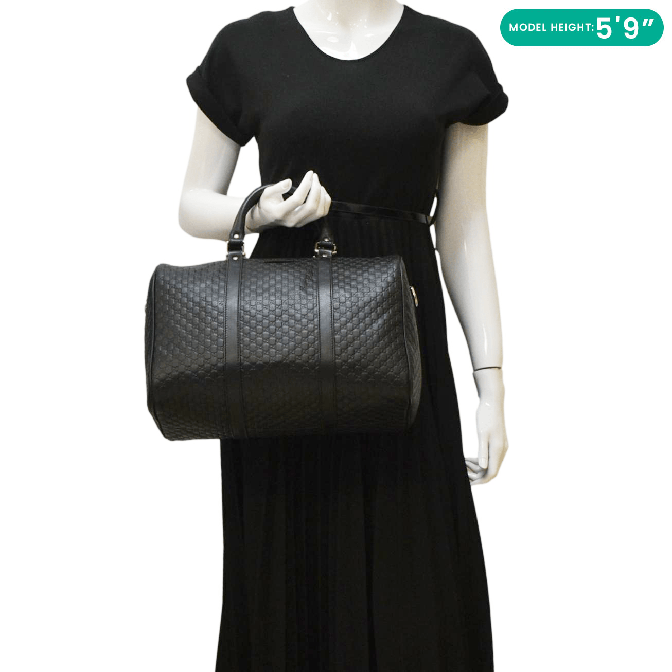 GUCCI  GG Microguccissima Boston Travel Bag Black 449646