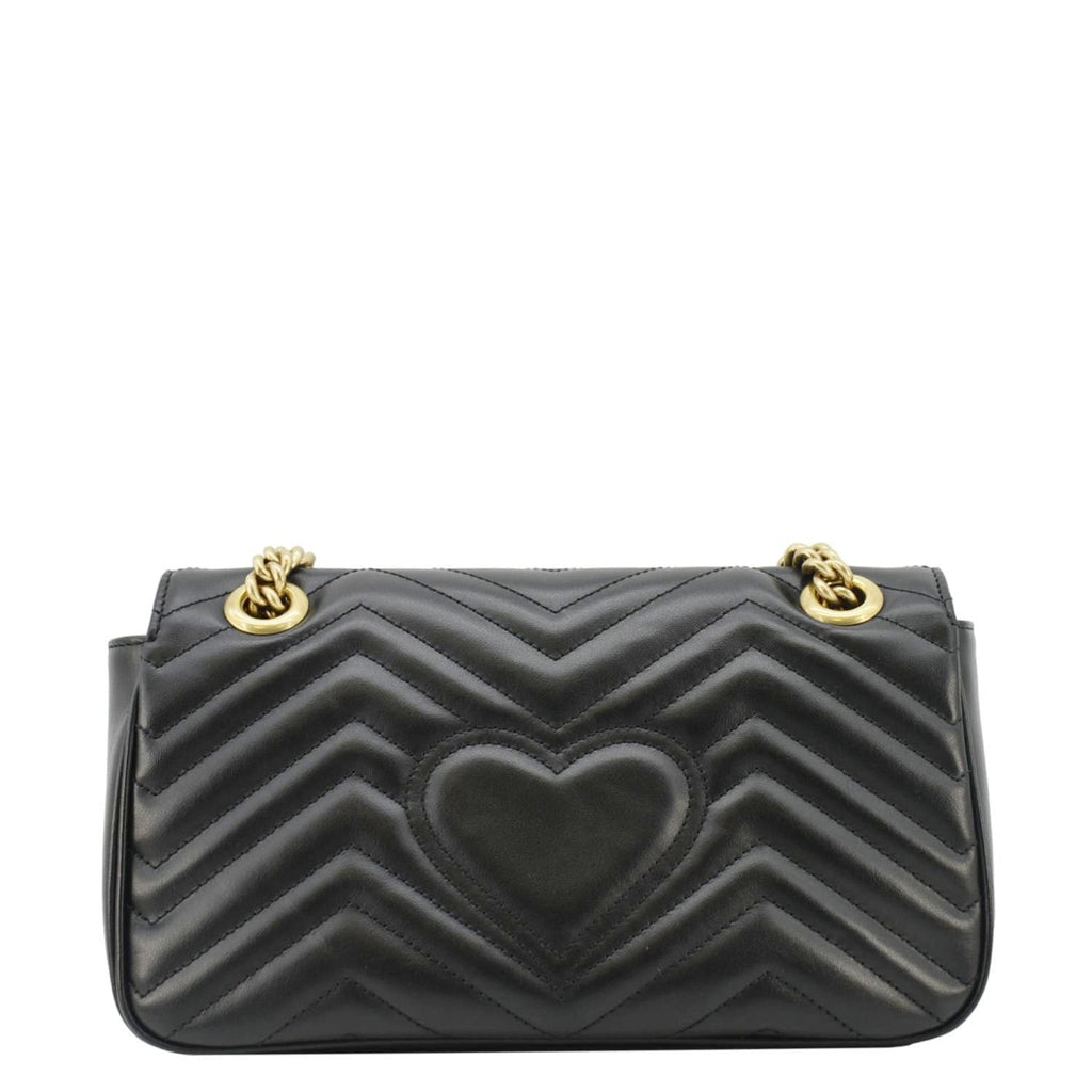 GUCCI GG Marmont Small Matelasse Leather Crossbody Bag Black 443497