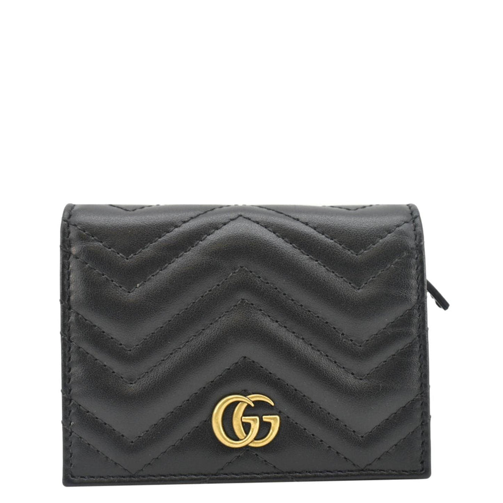 Gucci Marmont GG Matelasse Leather  Case Wallet Black 466492