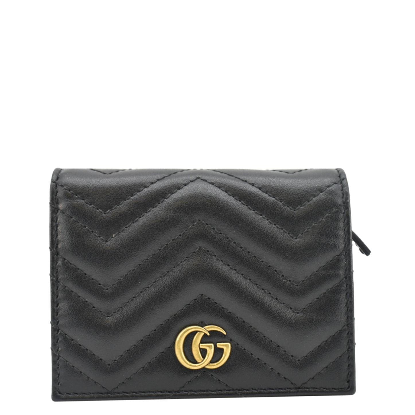 Gucci Marmont GG Matelasse Leather  Case Wallet Black 466492