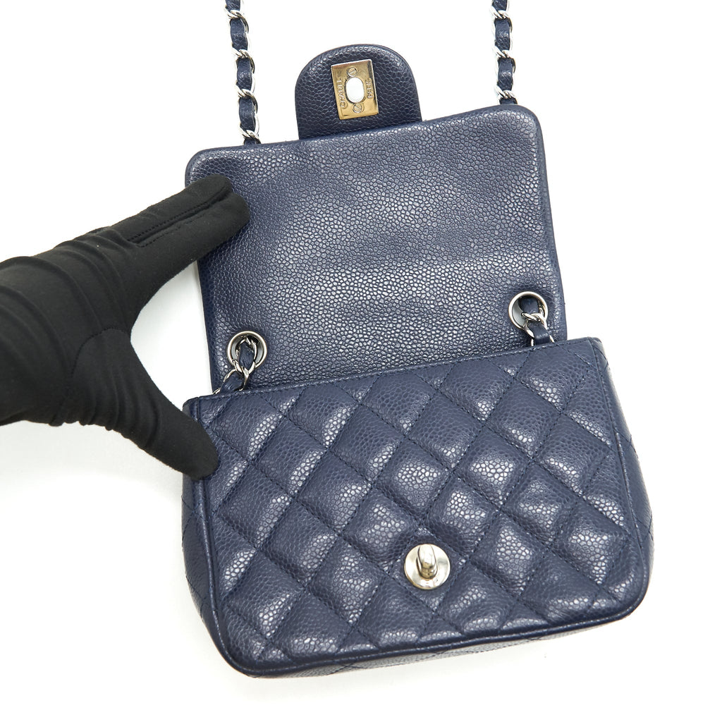 Chanel Mini Square Caviar Navy  serial 18