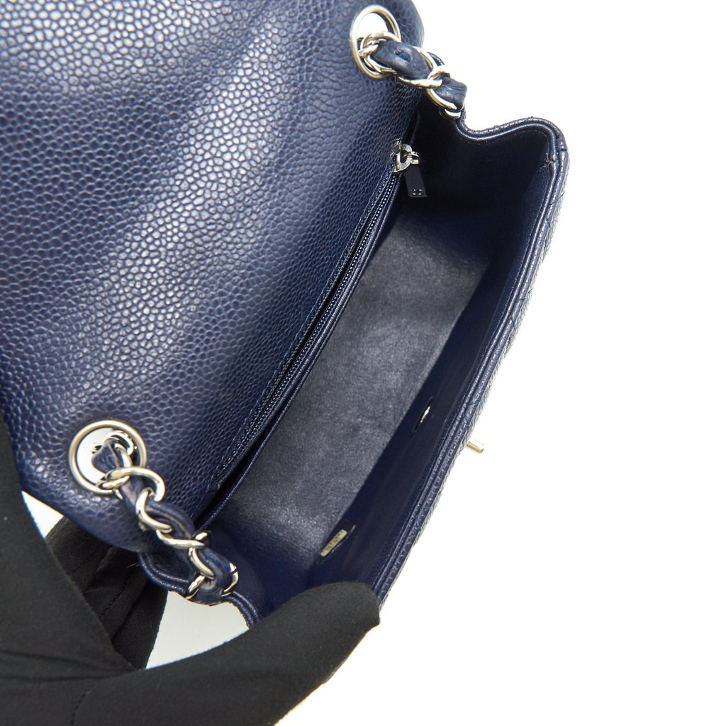Chanel Mini Square Caviar Navy  serial 18