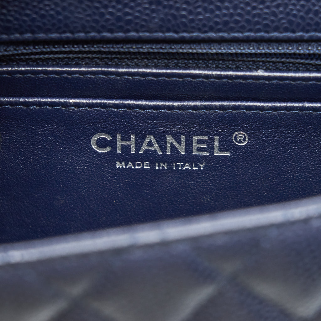 Chanel Mini Square Caviar Navy  serial 18