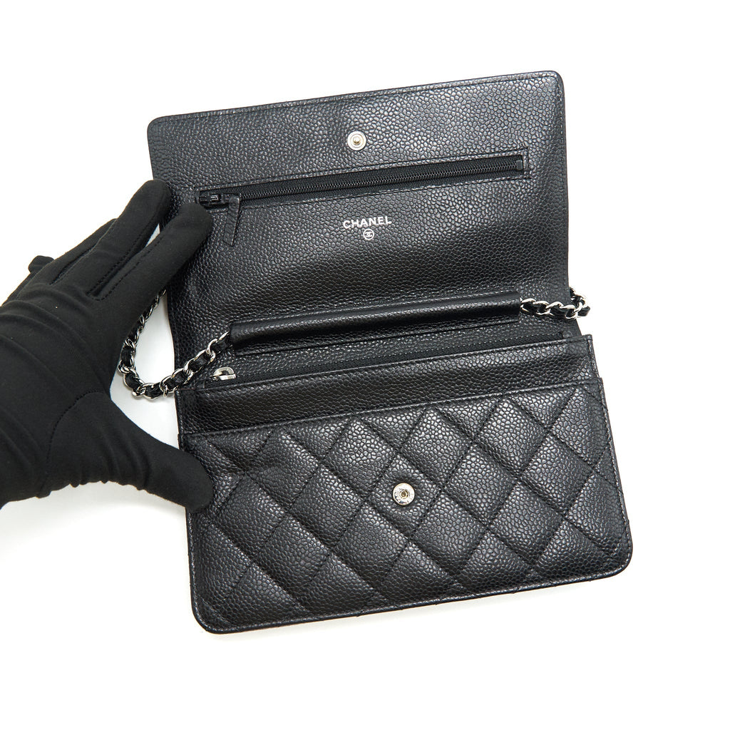 Chanel Caviar Wallet on Chain Black